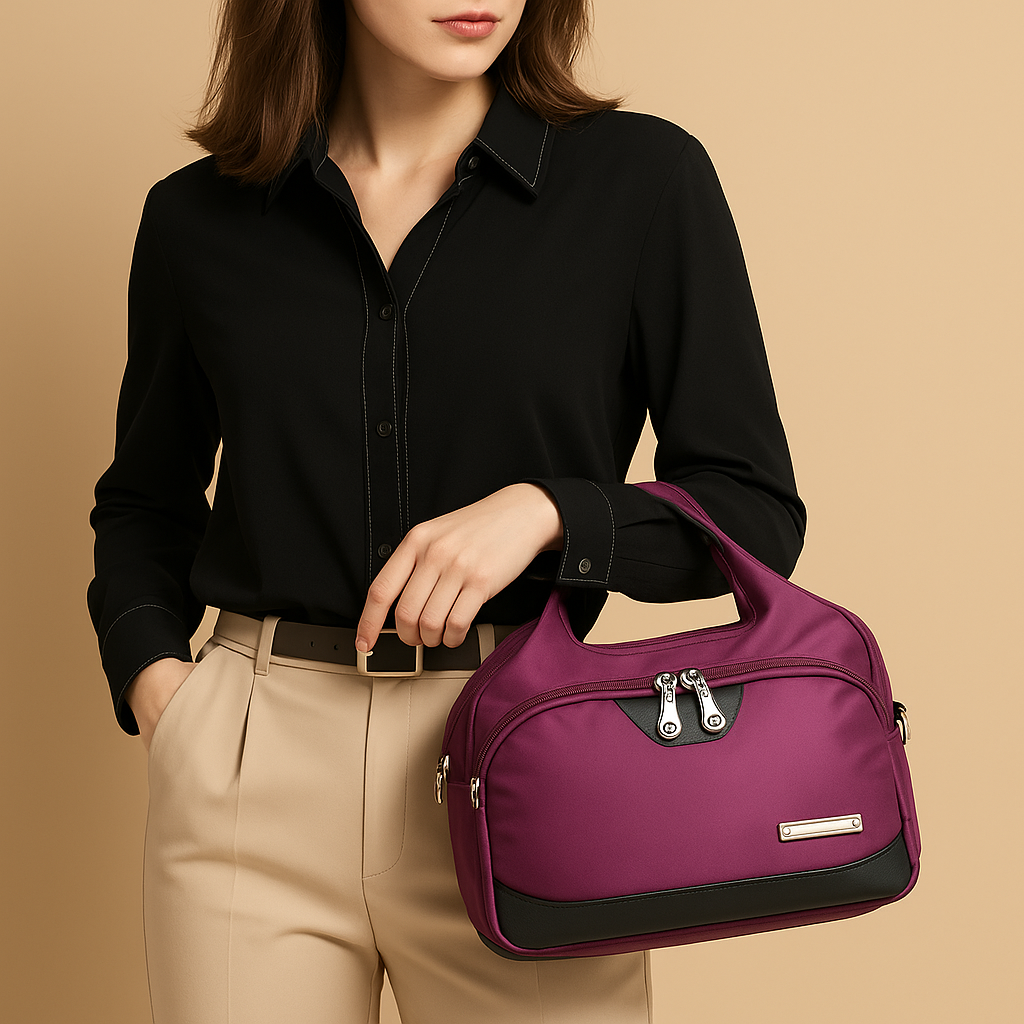 Lightweight messenger bag for women with multiple zippered compartments, hidden anti-theft pocket, and adjustable strap, ideal for travel and everyday use.