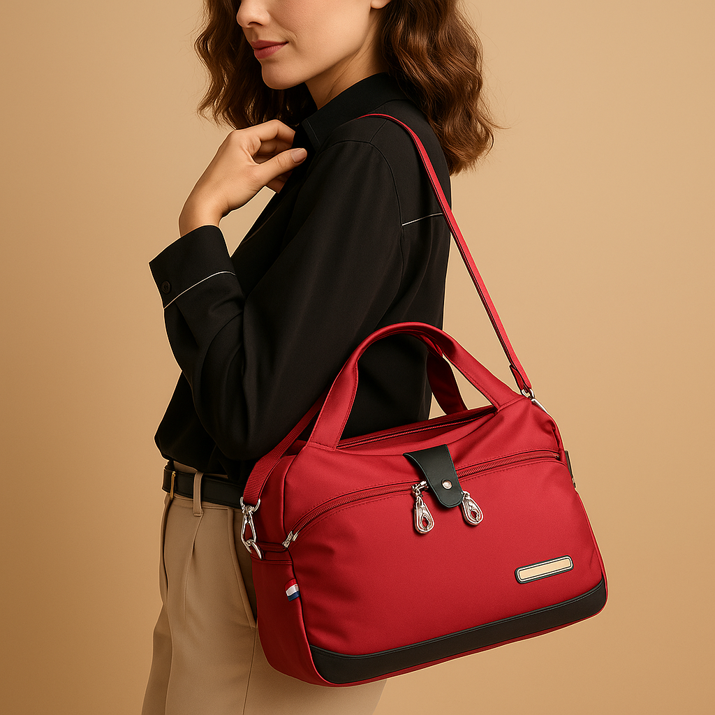 Lightweight messenger bag for women with multiple zippered compartments, hidden anti-theft pocket, and adjustable strap, ideal for travel and everyday use.