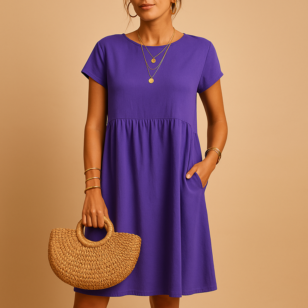 Lightweight summer dress for women with flattering fit and casual-elegant design, ideal for sunny days and eco-conscious fashion.
