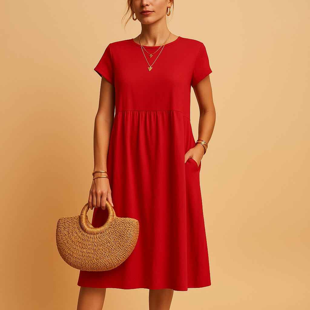 Lightweight summer dress for women with flattering fit and casual-elegant design, ideal for sunny days and eco-conscious fashion.