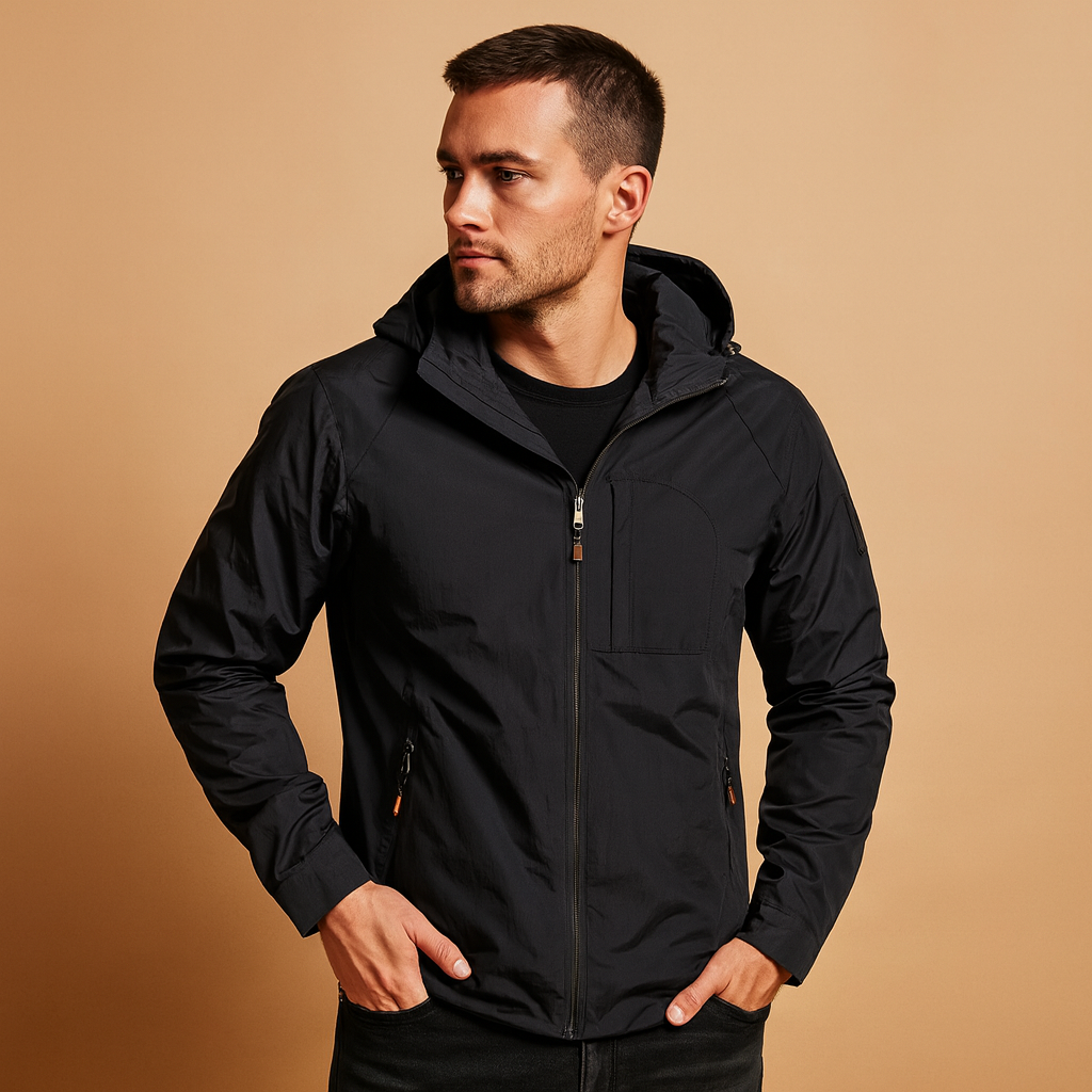 Men’s lightweight summer outdoor jacket with breathable fabric, durable design, and multiple pockets, ideal for hiking, camping, or casual wear.