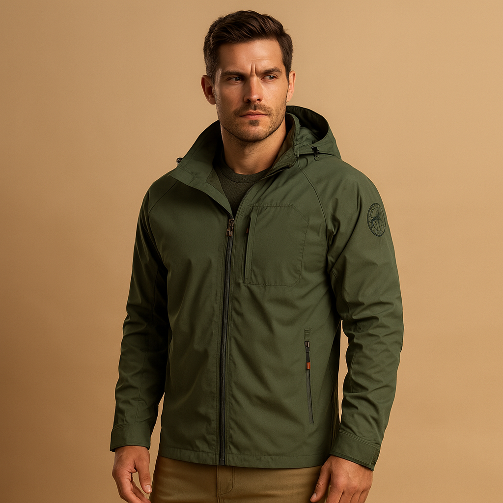 Men’s lightweight summer outdoor jacket with breathable fabric, durable design, and multiple pockets, ideal for hiking, camping, or casual wear.