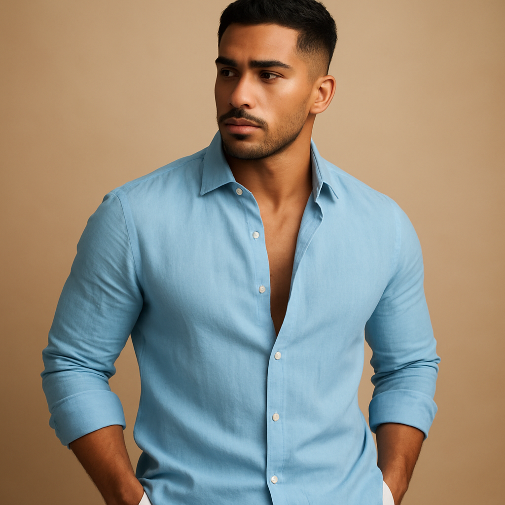 Men’s lightweight summer shirt in relaxed fit and breathable fabric, ideal for warm weather and casual outfits.
