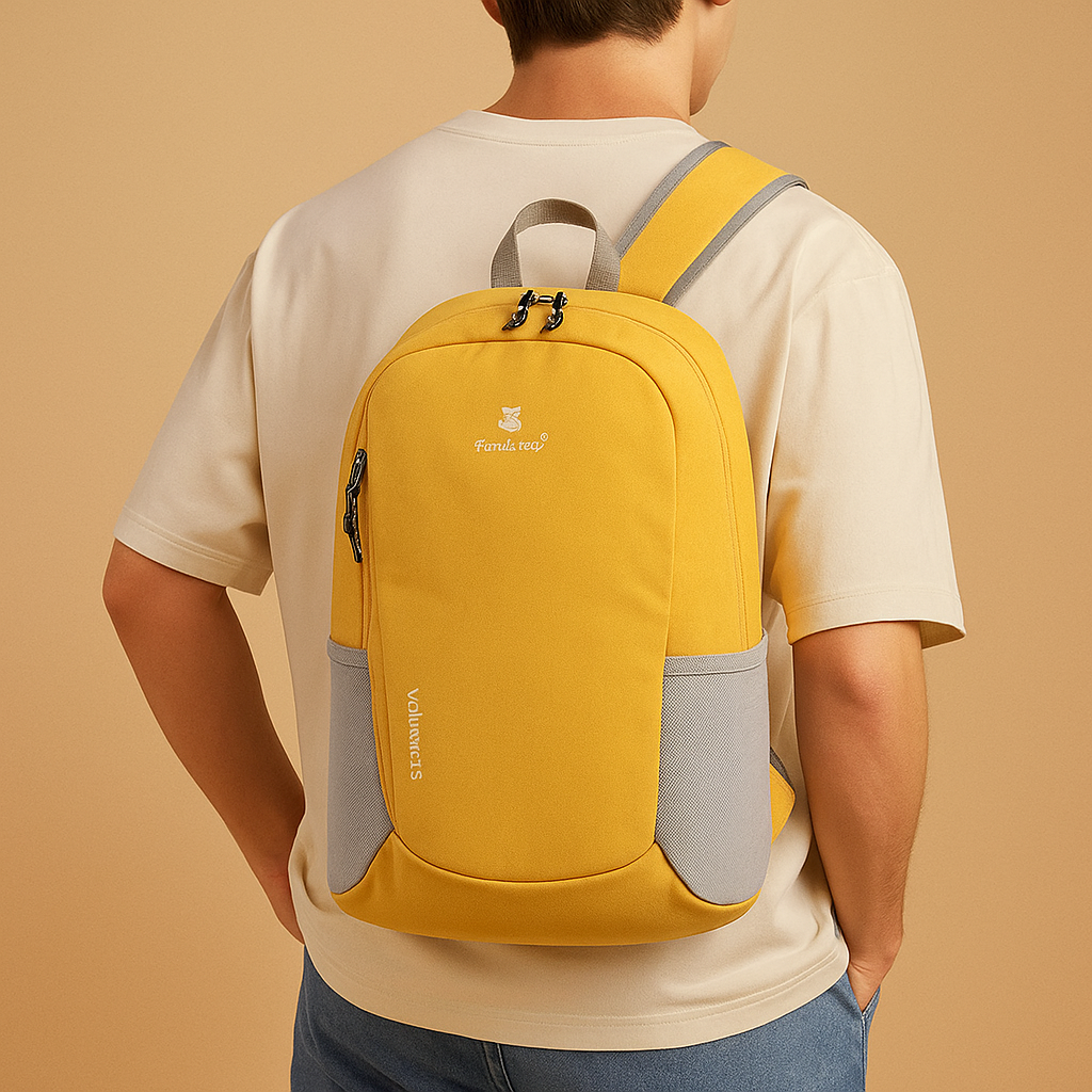 Lightweight waterproof backpack for women with 20-litre capacity, ergonomic straps, and foldable design for travel, hiking, or daily adventures.