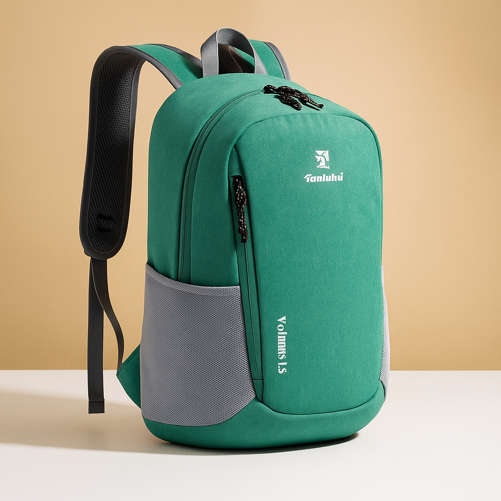 Lightweight waterproof backpack for women with 20-litre capacity, ergonomic straps, and foldable design for travel, hiking, or daily adventures.