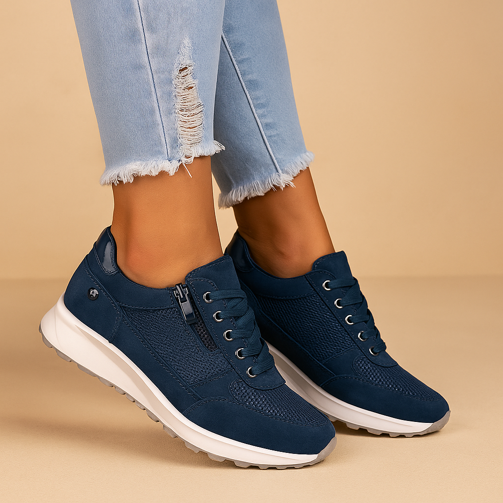 Breathable lightweight sneakers with modern zipper, perfect for walking, travel, and everyday comfort.