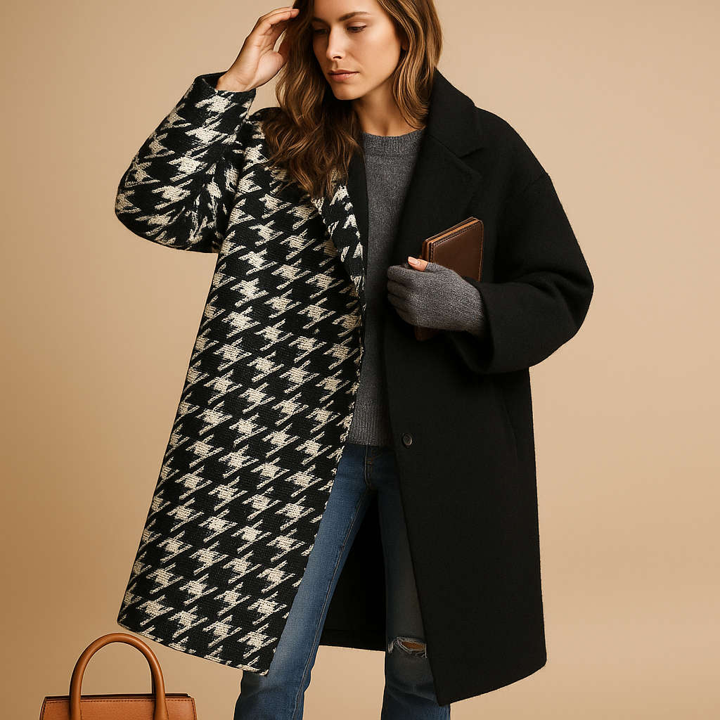 Elegant long autumn coat for women with practical pockets and a relaxed fit, ideal for stylish everyday wear in cooler seasons.