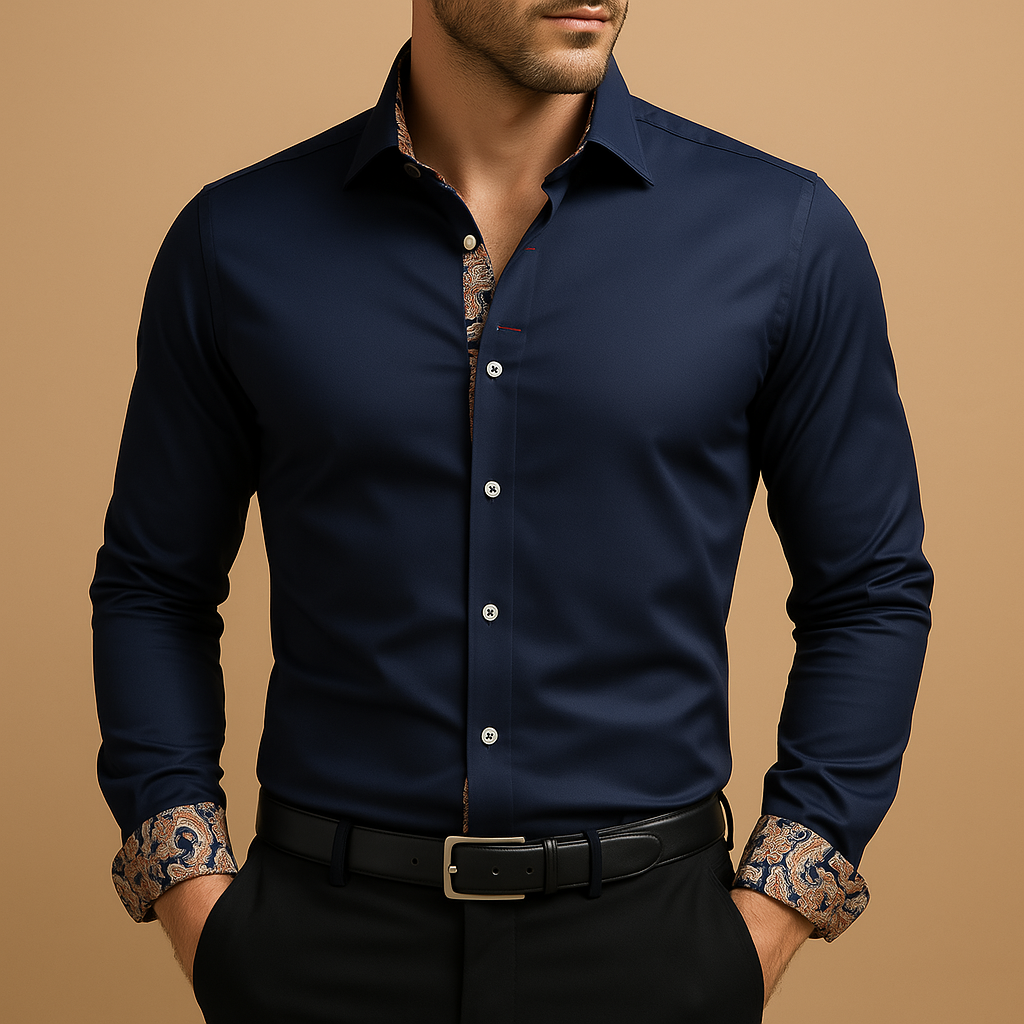 Men’s long sleeve shirt in classic design with a refined fit, ideal for formal events, evenings out, and smart casual wear.