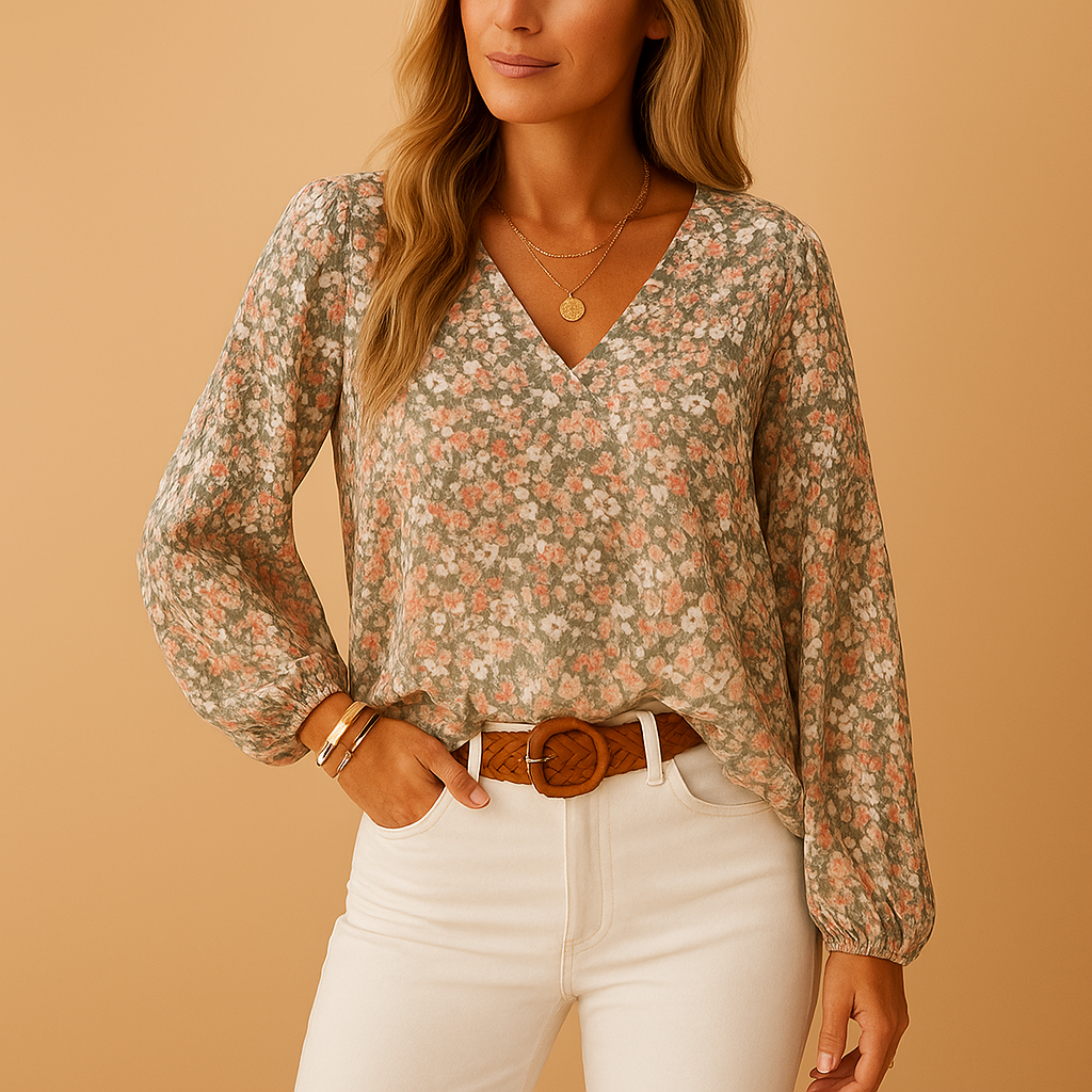 Elegant long sleeve blouse for women with a flattering fit, ideal for work, social events, or casual spring and summer days.a