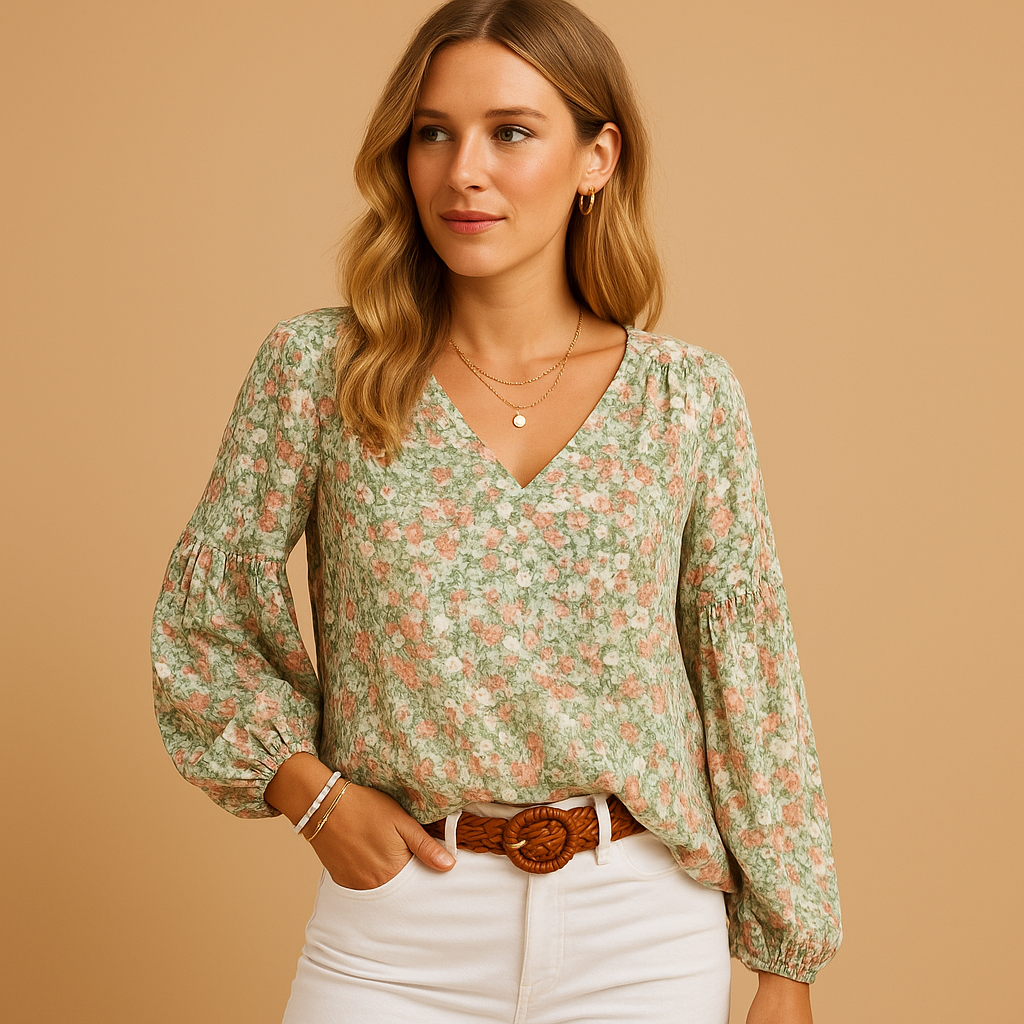 Elegant long sleeve blouse for women with a flattering fit, ideal for work, social events, or casual spring and summer days.a
