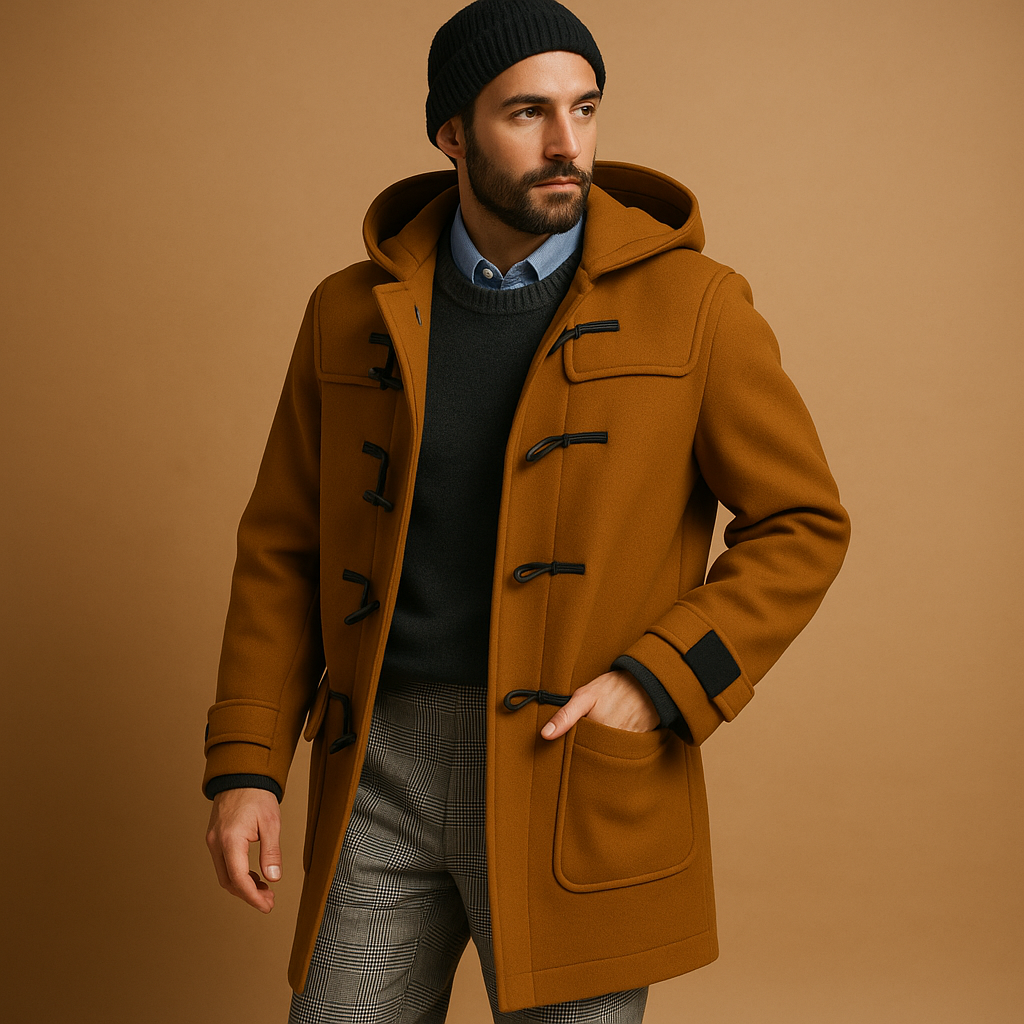 Men’s long winter coat with a stylish design, providing warmth and comfort for work, winter walks, and daily wear.