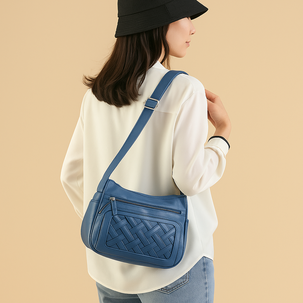 Luxury anti-theft messenger bag for women with zippered compartments and hidden pocket, perfect for travel and everyday use.