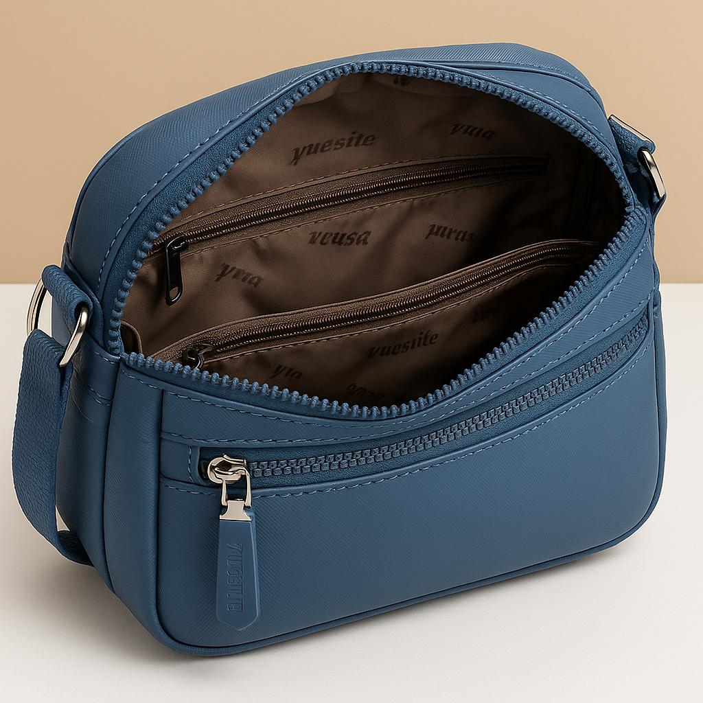 Luxury anti-theft messenger bag for women with zippered compartments and hidden pocket, perfect for travel and everyday use.