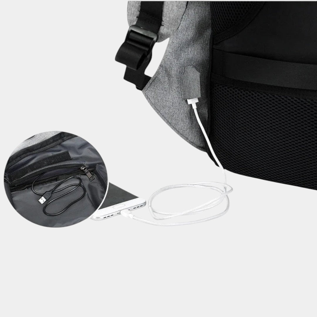 Men’s anti-theft laptop backpack with USB charging, hidden back-zipper, spacious compartments, and water-resistant design for commuting or travel