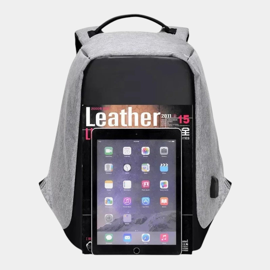 Men’s anti-theft laptop backpack with USB charging, hidden back-zipper, spacious compartments, and water-resistant design for commuting or travel