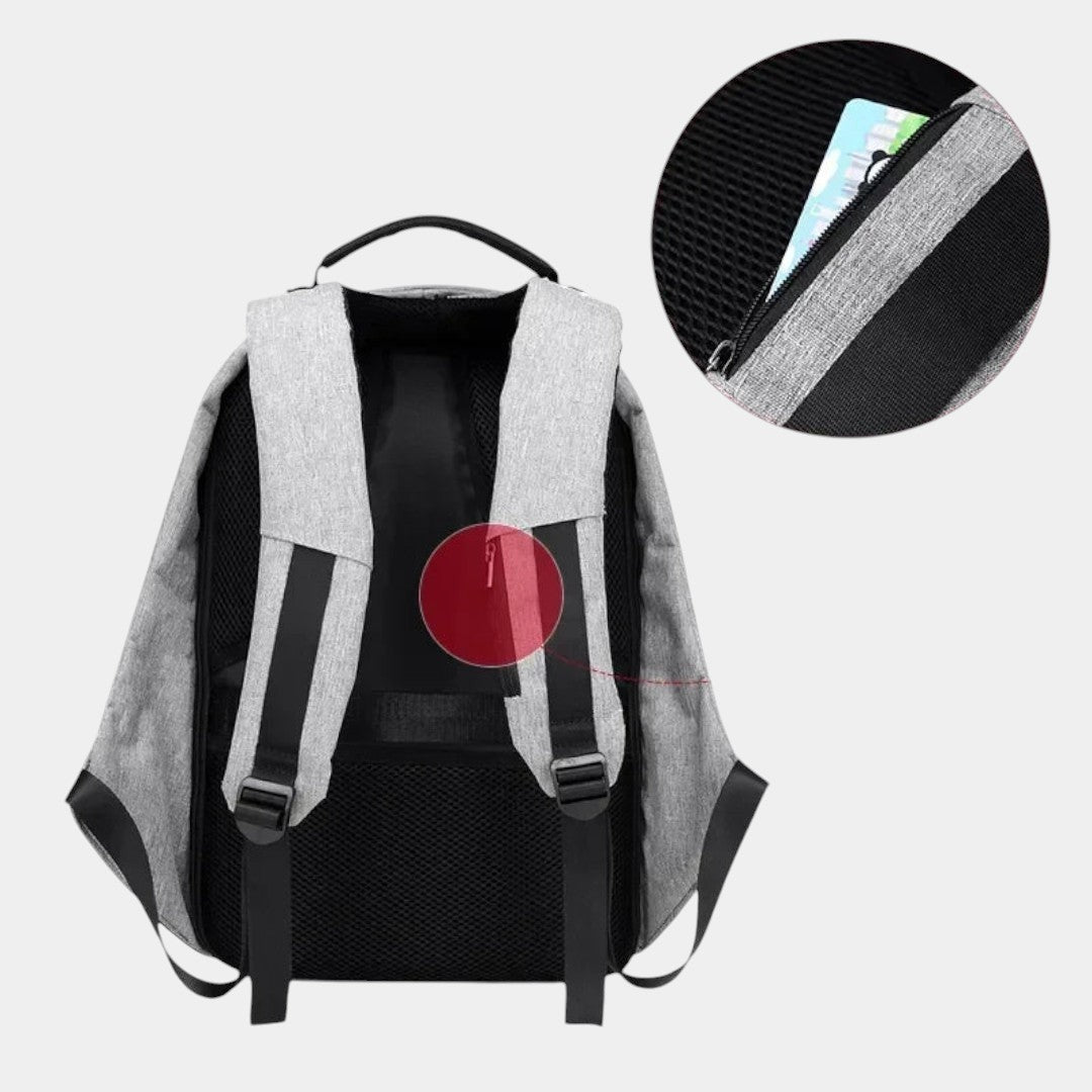 Men’s anti-theft laptop backpack with USB charging, hidden back-zipper, spacious compartments, and water-resistant design for commuting or travel