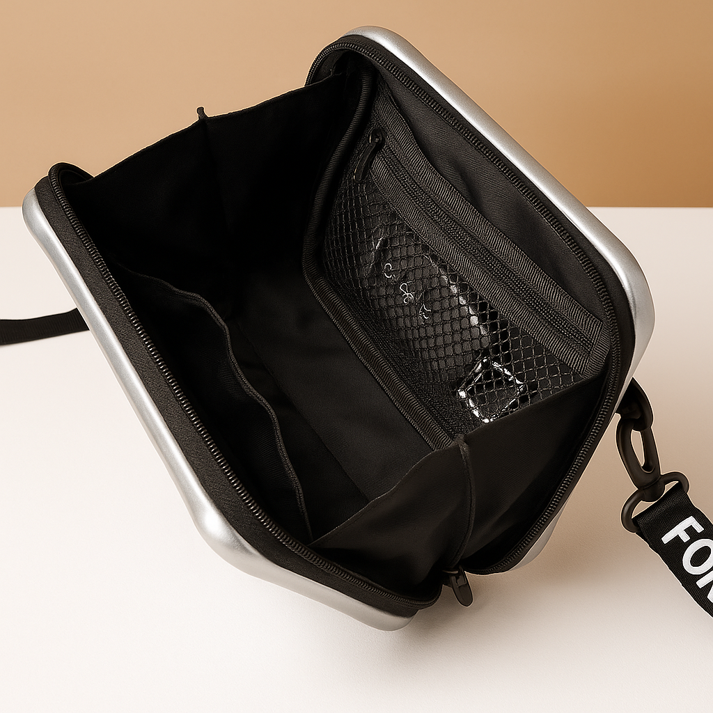 Stylish mini suitcase crossbody bag for women, durable and lightweight, perfect for daily essentials and fashion-forward looks.