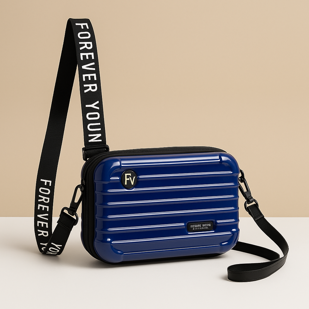 Stylish mini suitcase crossbody bag for women, durable and lightweight, perfect for daily essentials and fashion-forward looks.