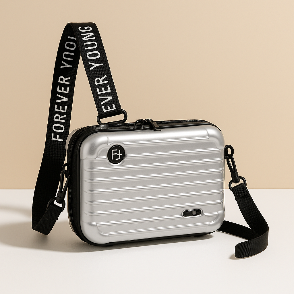 Stylish mini suitcase crossbody bag for women, durable and lightweight, perfect for daily essentials and fashion-forward looks.