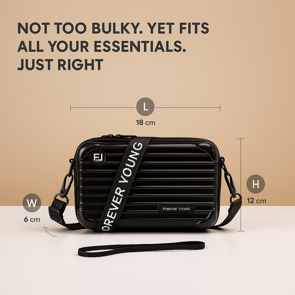 Stylish mini suitcase crossbody bag for women, durable and lightweight, perfect for daily essentials and fashion-forward looks.
