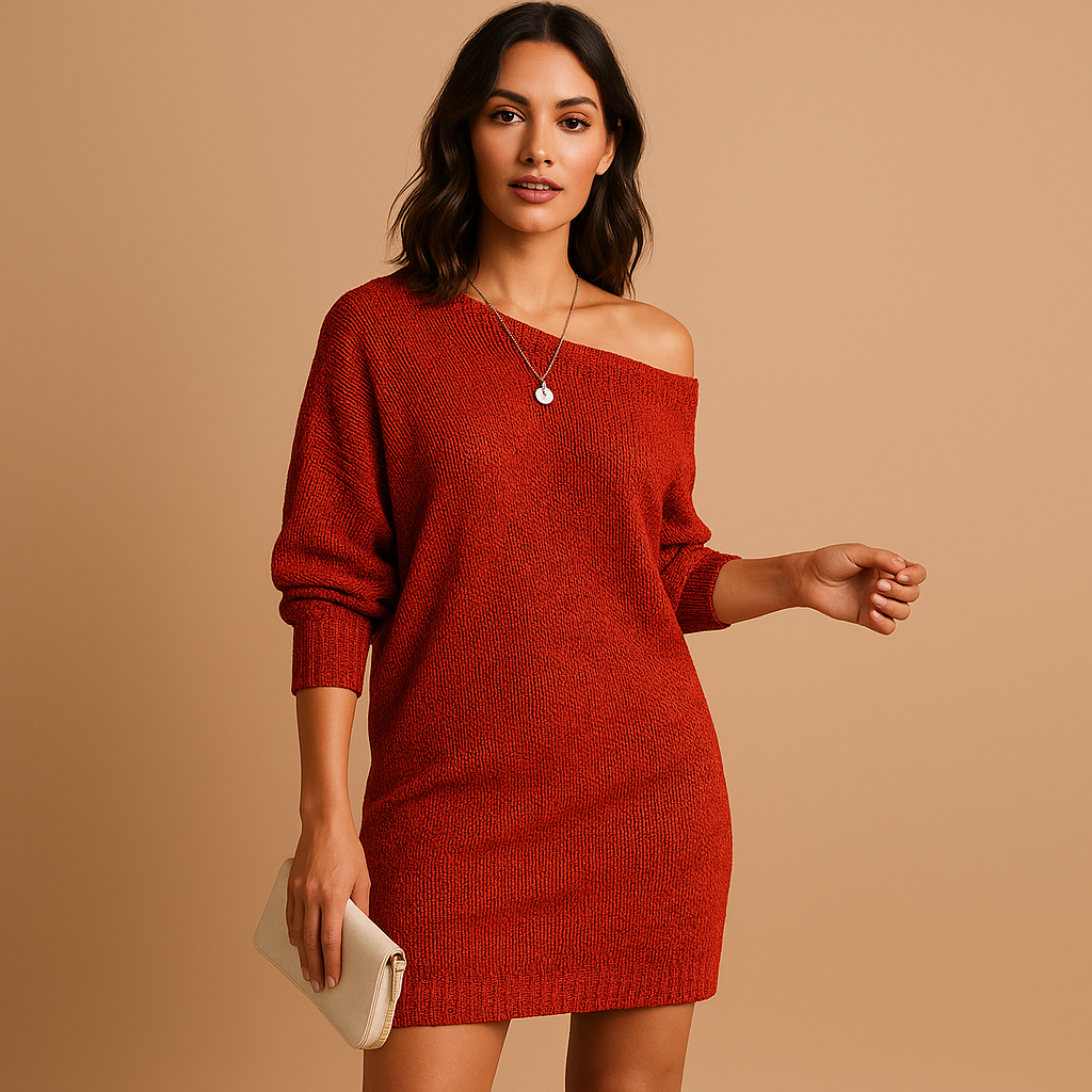 Off-shoulder summer dress for women in a flattering, elegant cut, perfect for casual outings or formal occasions in any season.