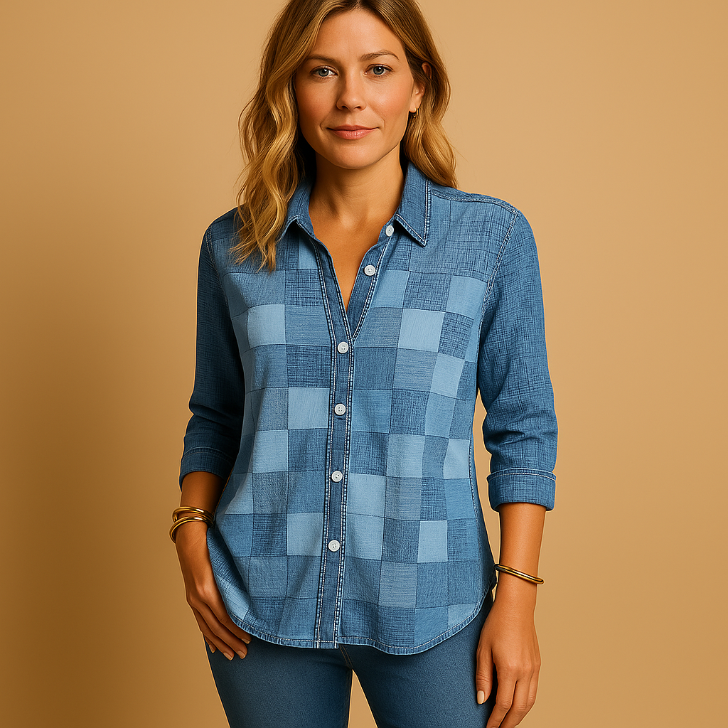 Plaid long sleeve blouse for women with relaxed fit and breathable fabric, perfect for casual and semi-formal occasions.