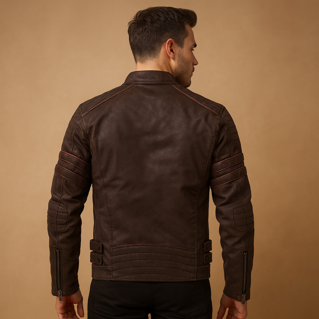 Men’s premium biker jacket with a timeless design, perfect for motorcycle rides, casual evenings, and autumn or winter wear.