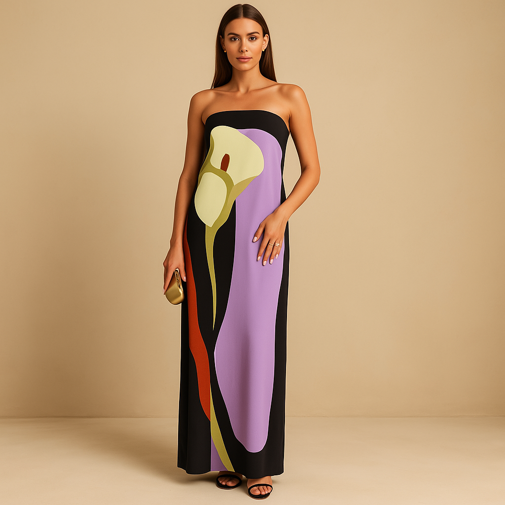Elegant printed summer dress for women with flattering fit, perfect for holidays, garden parties, and stylish warm-weather outings.