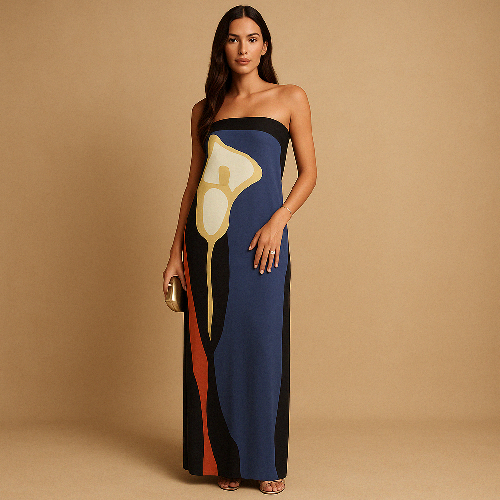 Elegant printed summer dress for women with flattering fit, perfect for holidays, garden parties, and stylish warm-weather outings.