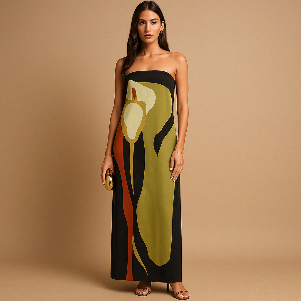 Elegant printed summer dress for women with flattering fit, perfect for holidays, garden parties, and stylish warm-weather outings.