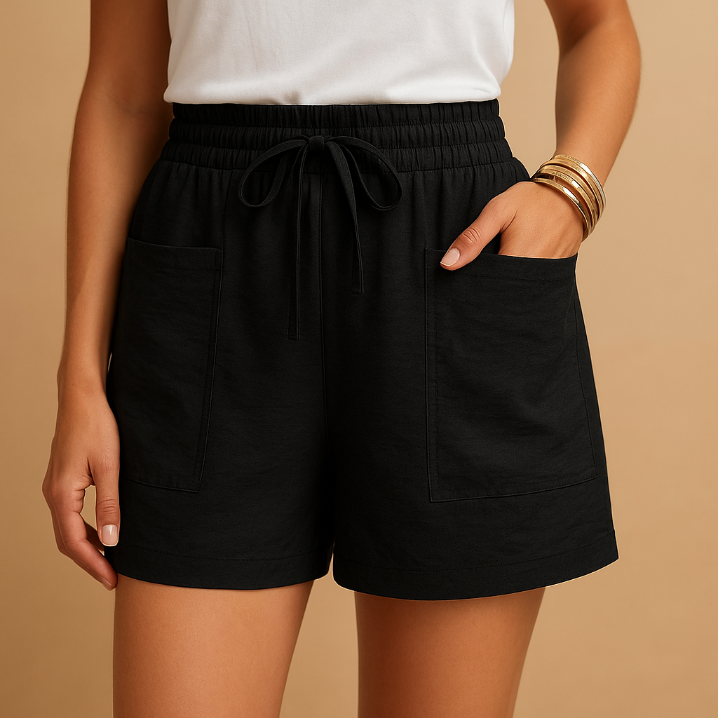 Women’s relaxed summer shorts in breathable fabric with loose fit, ideal for warm weather, beach days, and casual summer outfits.