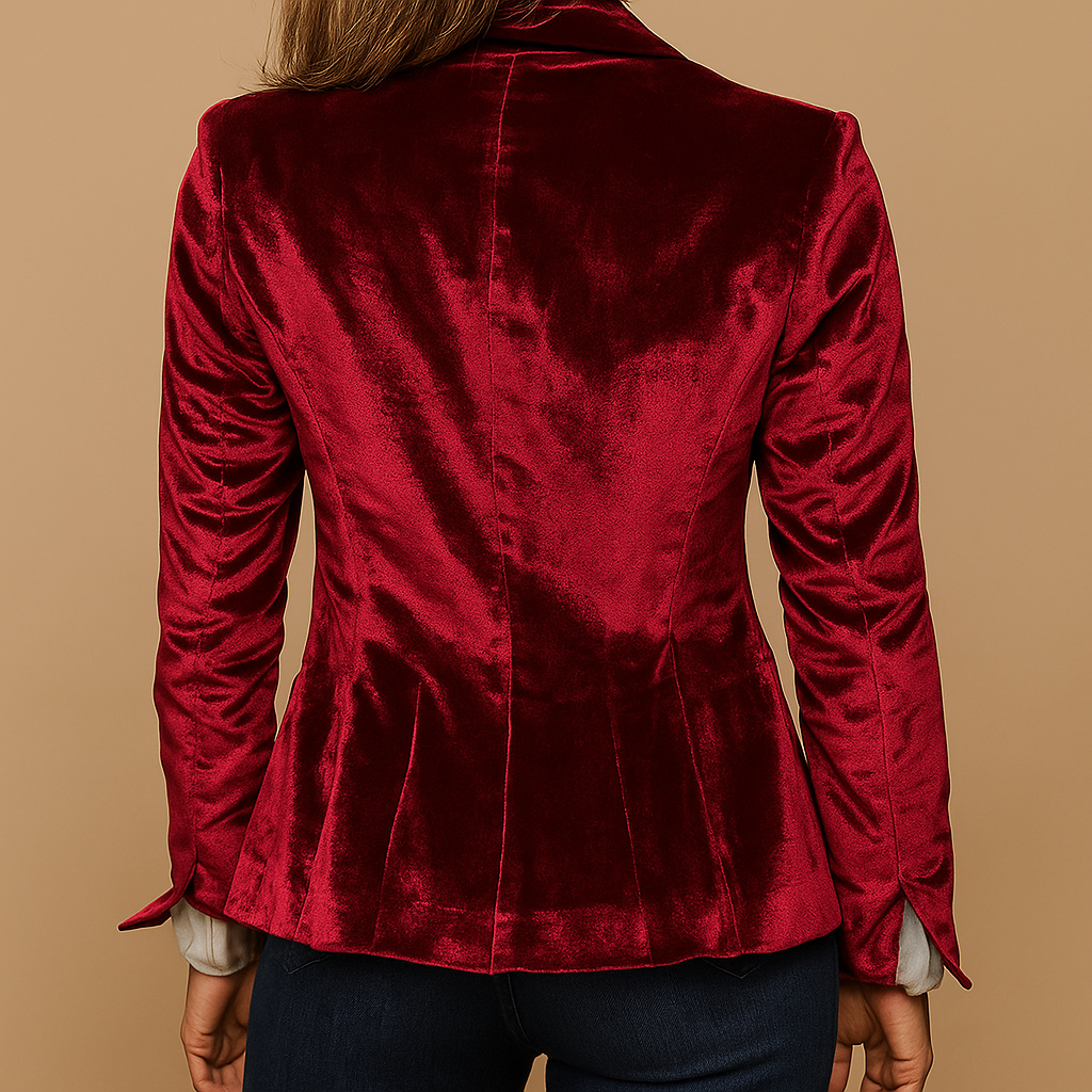 Women’s slim-fit retro blazer with tailored silhouette, lapel collar, and pockets, perfect for work or stylish everyday outfits.