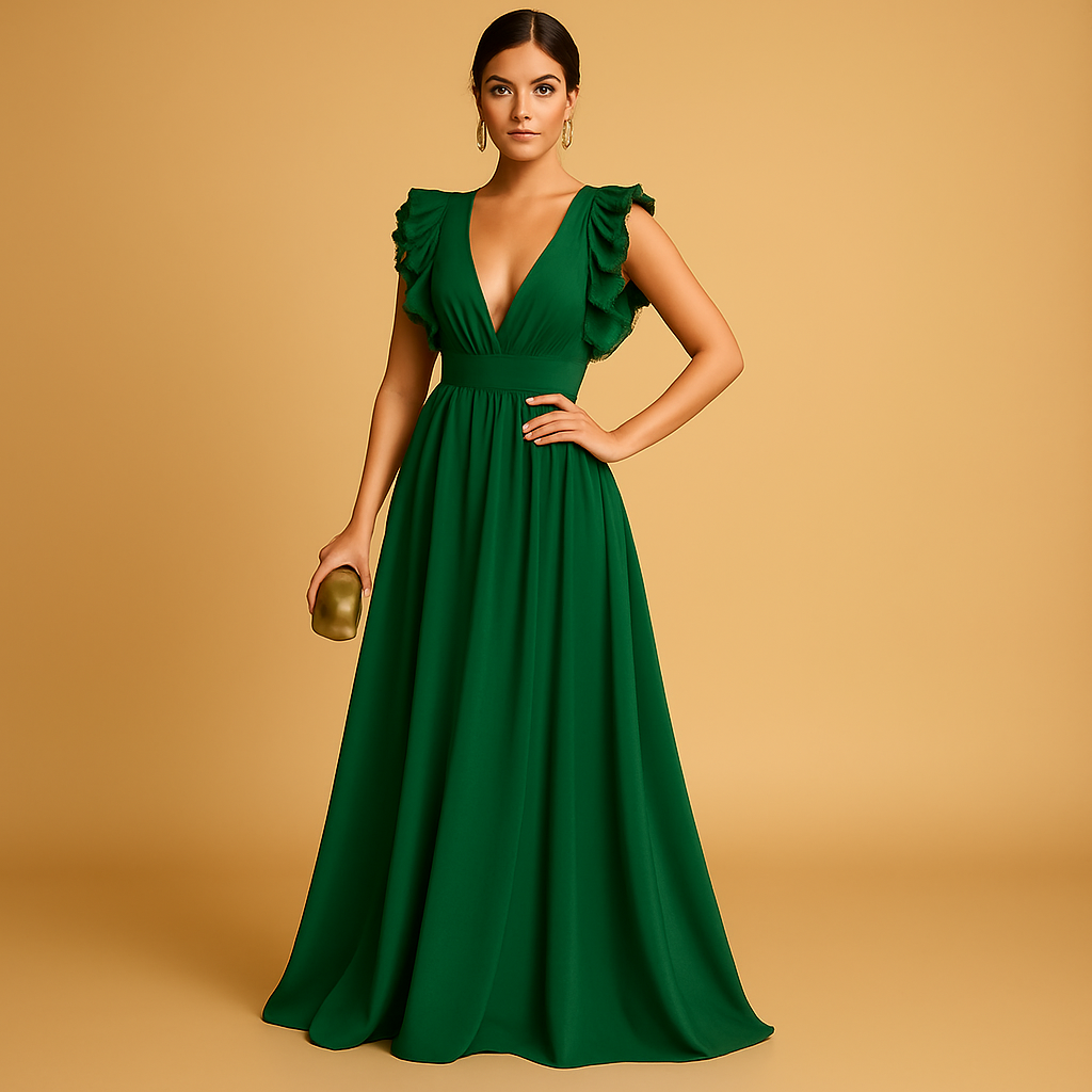 Elegant women’s dress with ruching and long sleeves, perfect for workdays, parties, or stylish everyday wear across seasons.