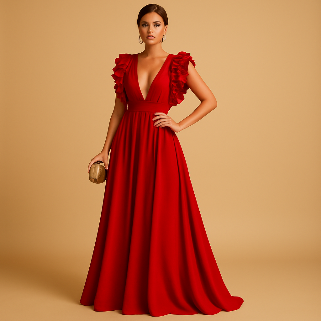 Elegant women’s dress with ruching and long sleeves, perfect for workdays, parties, or stylish everyday wear across seasons.