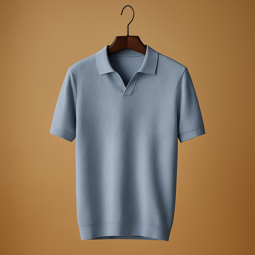 Men’s slim fit polo shirt with button collar, versatile design, and timeless colours, perfect for casual, office, or semi-formal wear.