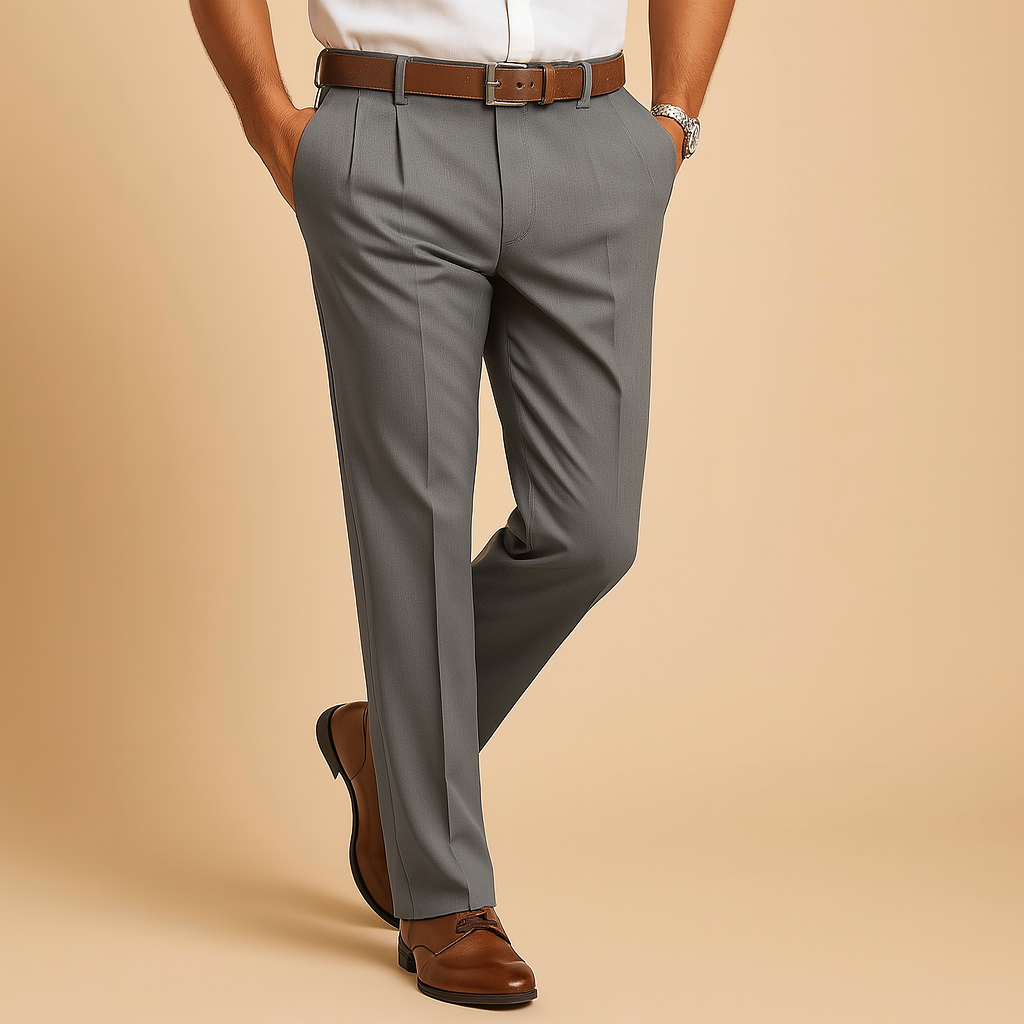 Men’s smart casual chino pants with relaxed fit and polished finish, perfect for office, weekend wear, and refined everyday looks