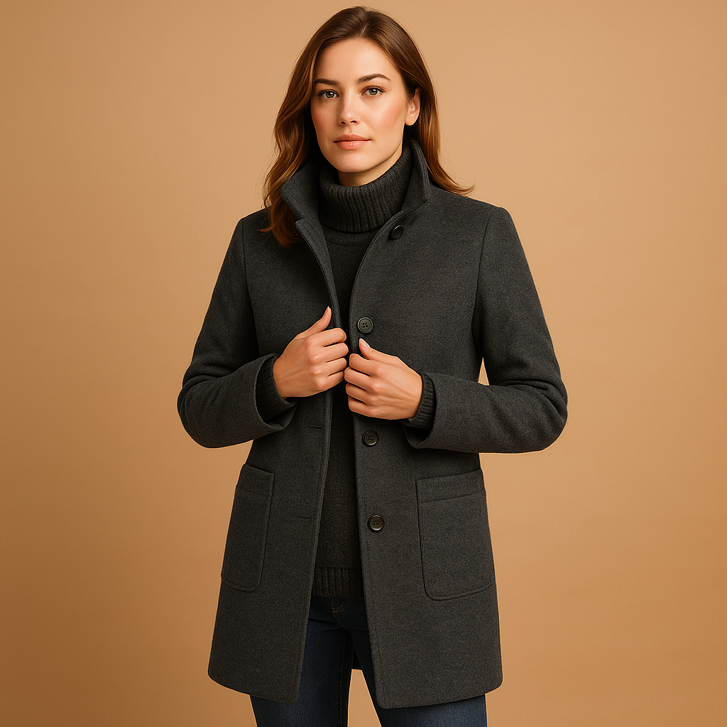 Soft and cozy winter coat for women with relaxed fit and elegant details, available in multiple colours for stylish cold-weather wear.