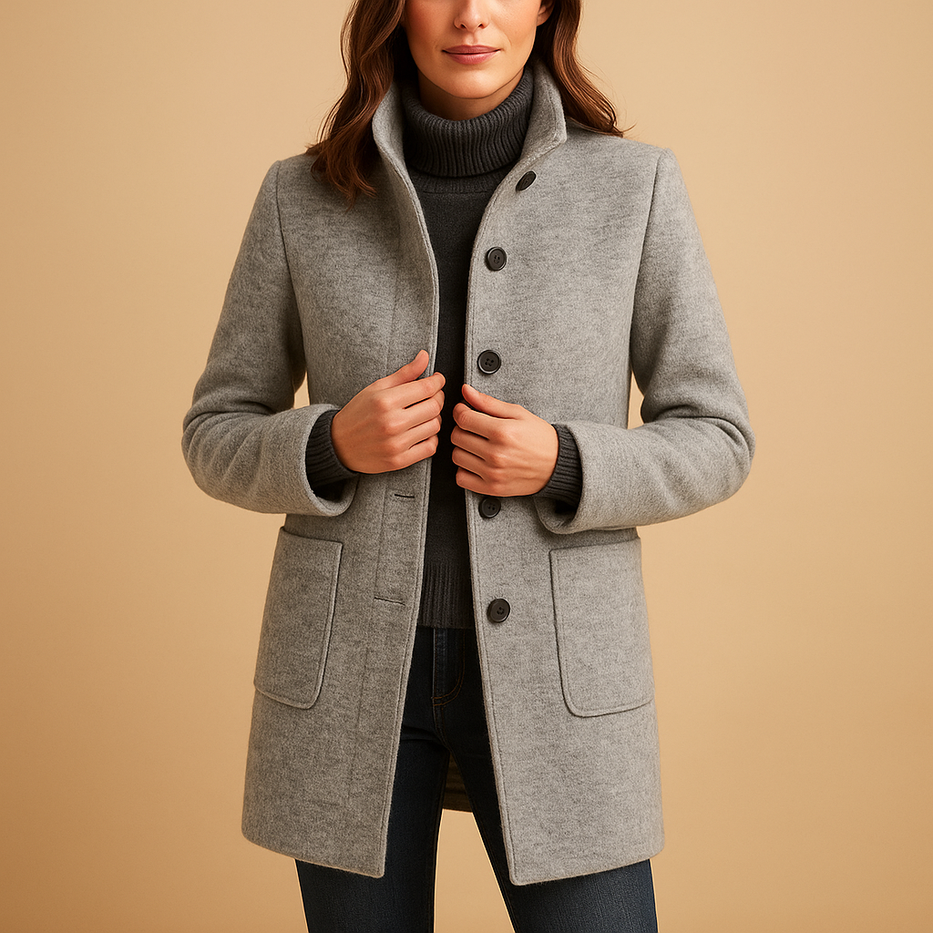 Soft and cozy winter coat for women with relaxed fit and elegant details, available in multiple colours for stylish cold-weather wear.