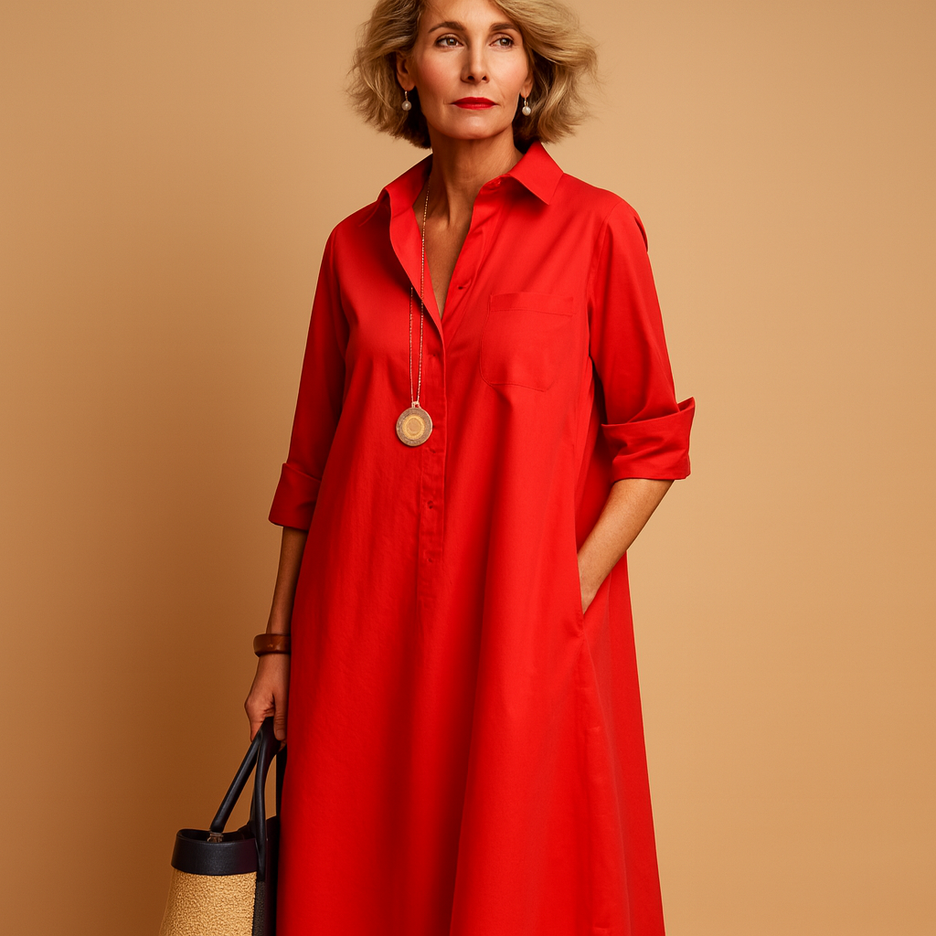 Women’s stretch polo dress with classic collar and modern fit, perfect for work, daily wear, and smart-casual occasions year-round.