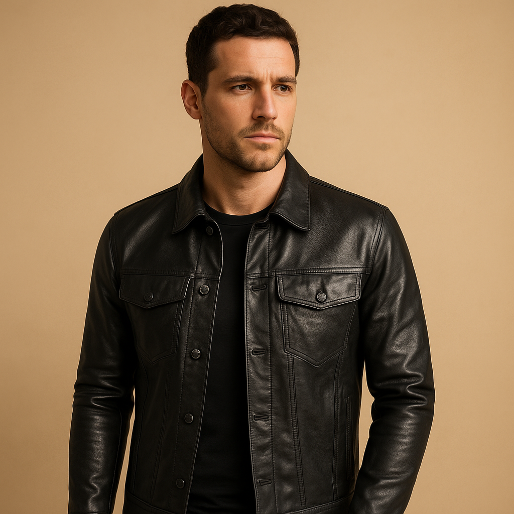 Men’s stylish biker jacket with slim fit, modern streetwear details, lightweight durable construction, perfect for motorcycle rides and casual wear.