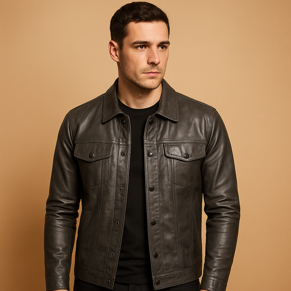 Men’s stylish biker jacket with slim fit, modern streetwear details, lightweight durable construction, perfect for motorcycle rides and casual wear.
