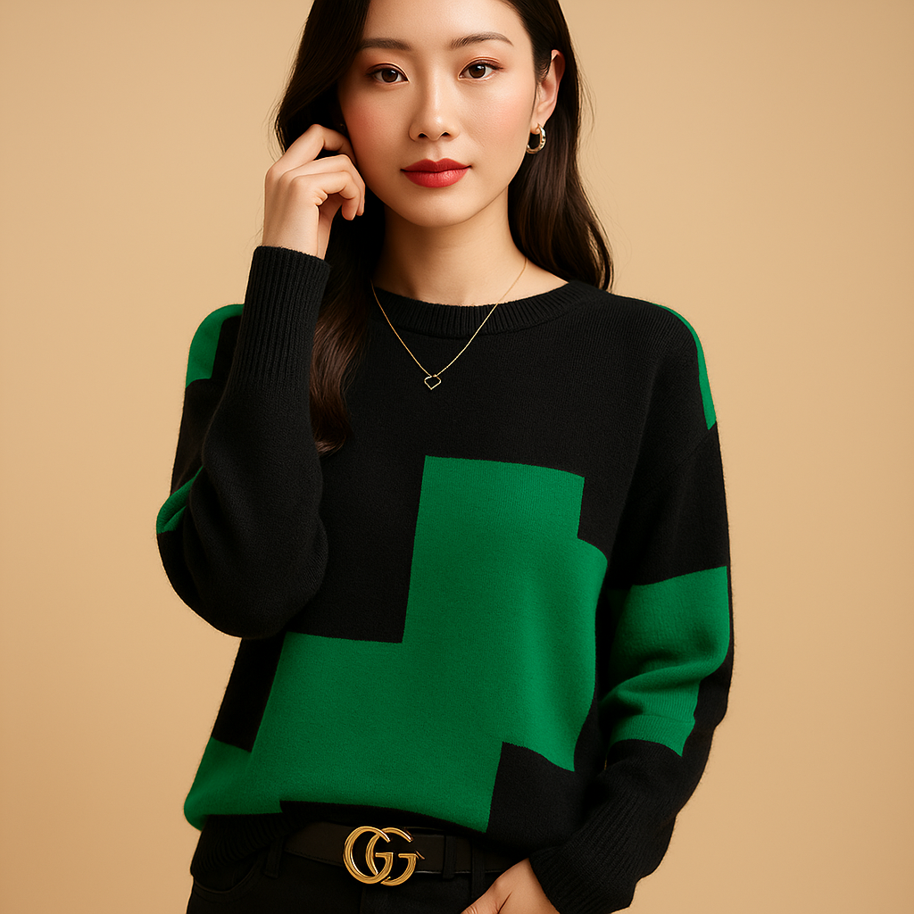 Loose fit women’s sweater with relaxed silhouette and elegant finish, ideal for daily comfort in spring, autumn, and winter