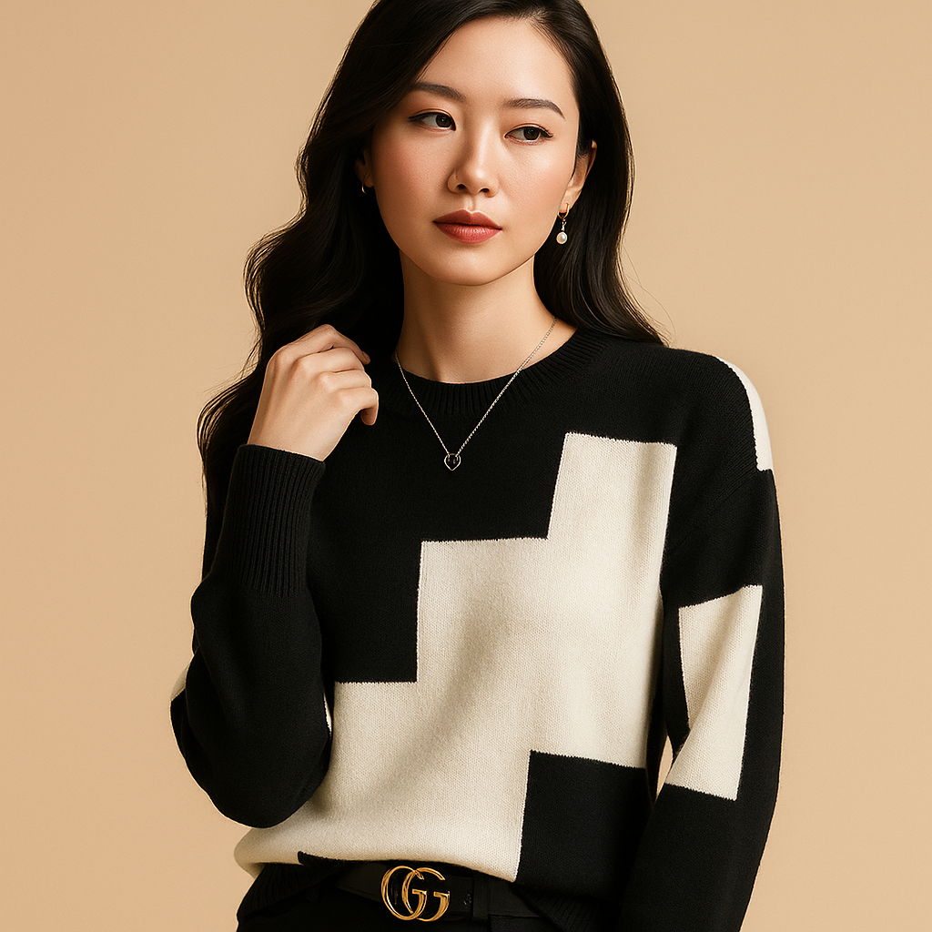 Loose fit women’s sweater with relaxed silhouette and elegant finish, ideal for daily comfort in spring, autumn, and winter