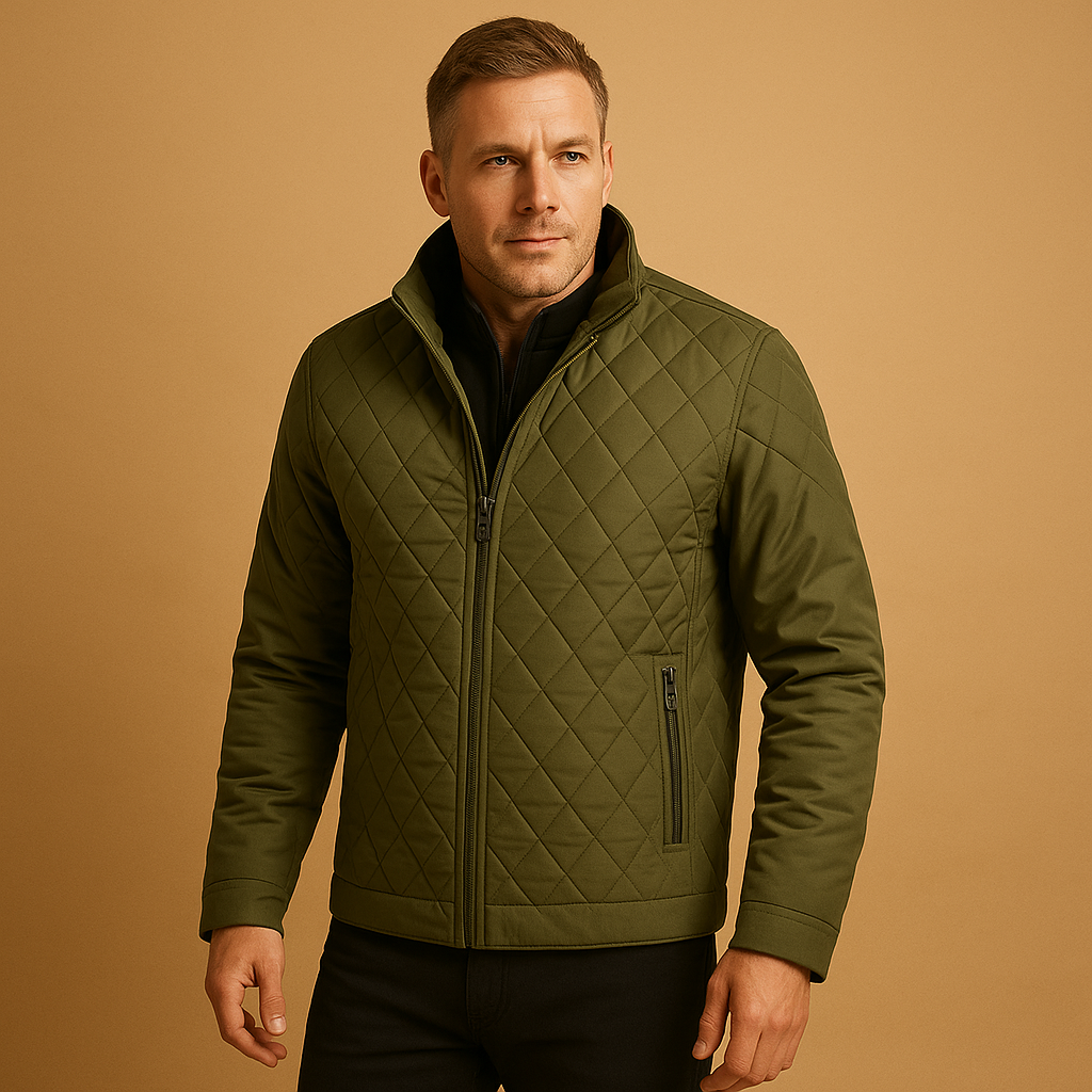 Men’s stylish winter coat with timeless design, high-quality insulation, and elegant fit, available in blue, black, and green for casual or formal use.