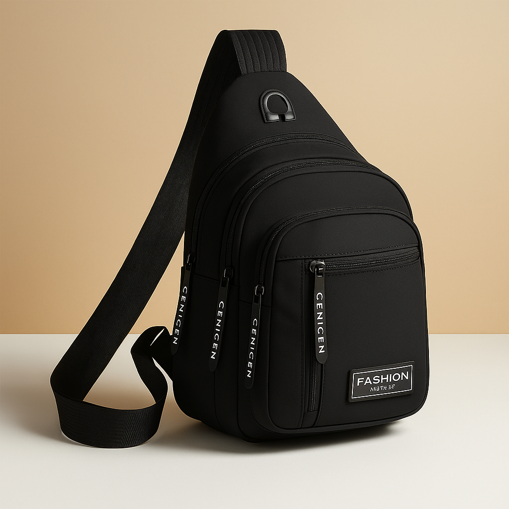 Damian tactical crossbody sling bag for men with breathable strap, waterproof polyester material, and ultra-lightweight compact design for hands-free travel