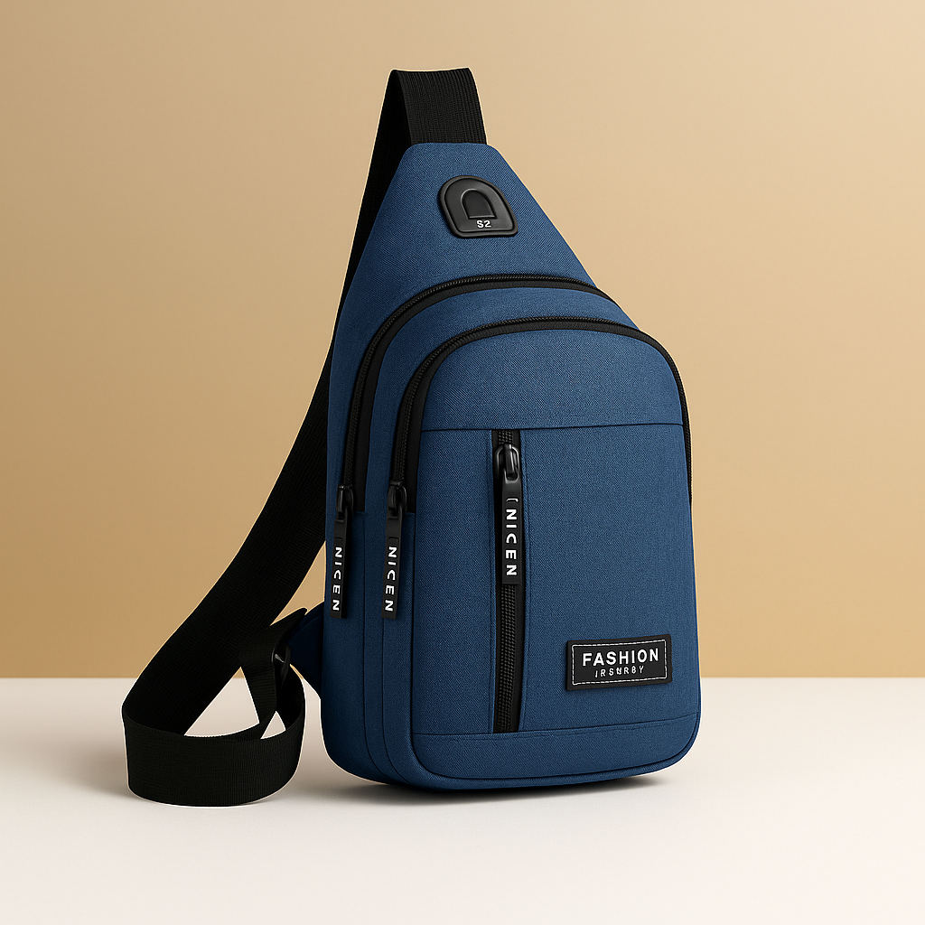 Damian tactical crossbody sling bag for men with breathable strap, waterproof polyester material, and ultra-lightweight compact design for hands-free travel
