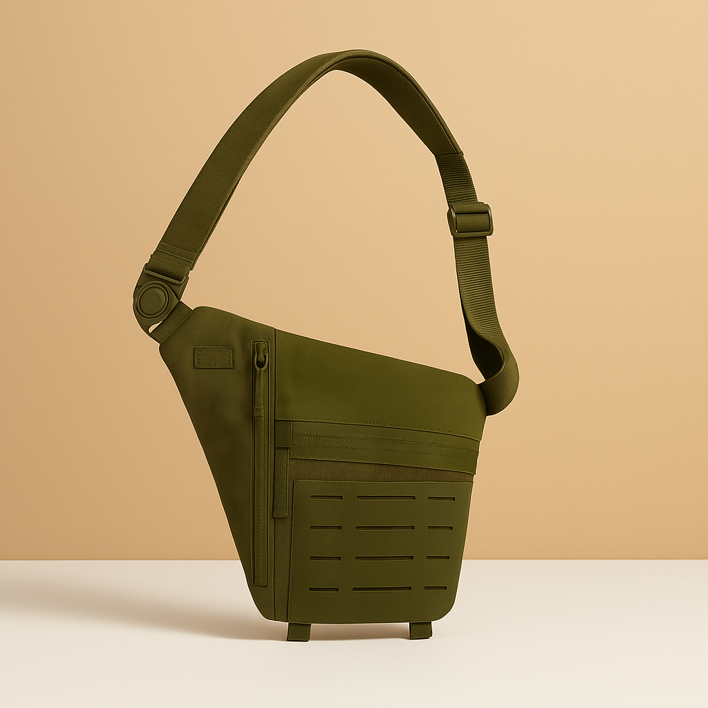 Griffin tactical crossbody sling bag for men with waterproof polyester fabric, breathable strap, lightweight compact design, and multiple secure compartments