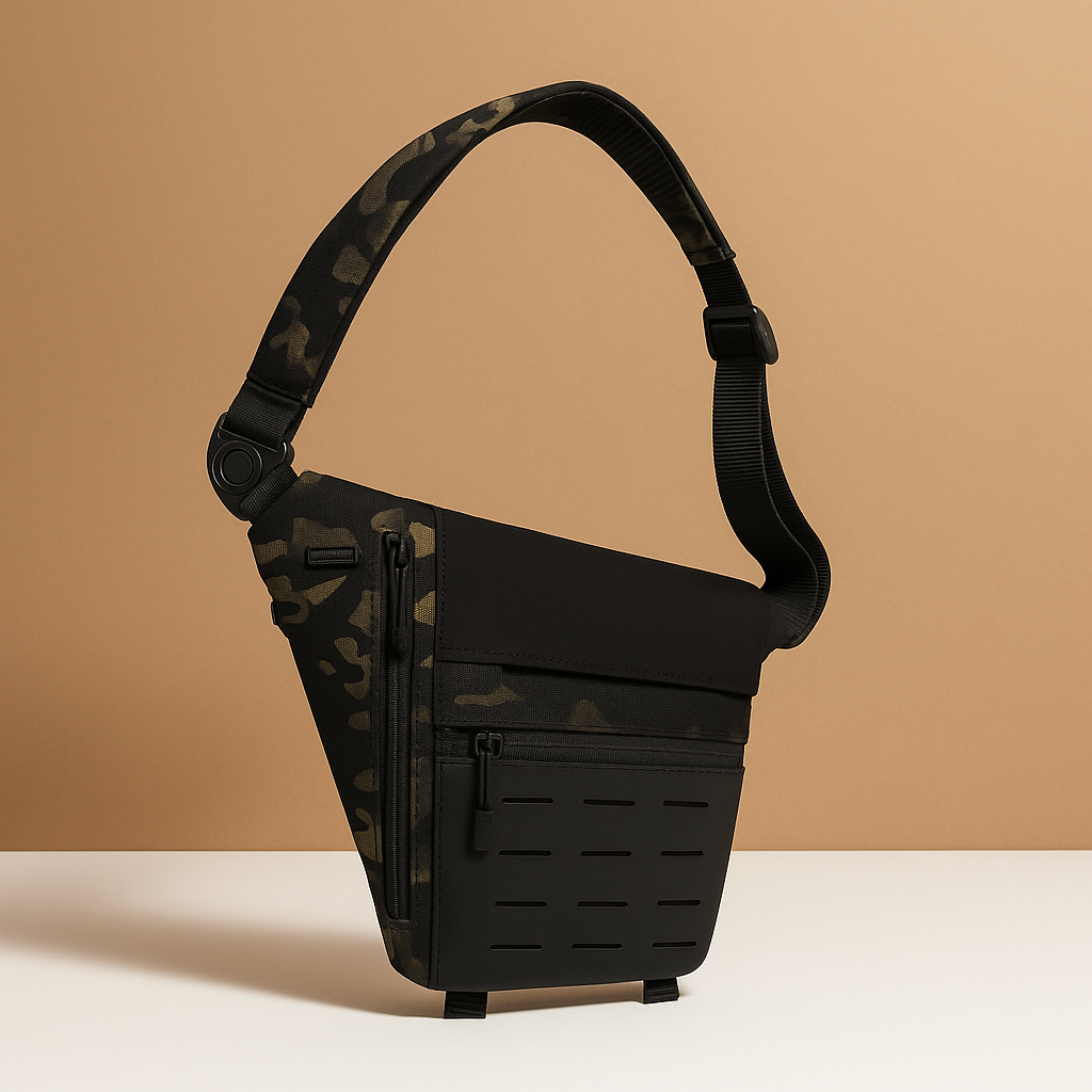 Griffin tactical crossbody sling bag for men with waterproof polyester fabric, breathable strap, lightweight compact design, and multiple secure compartments
