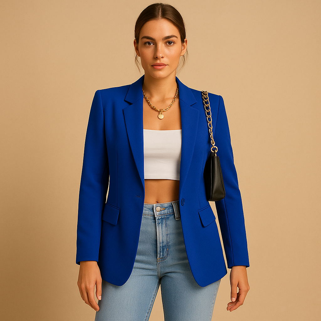Women’s tailored blazer with modern details and timeless fit, ideal for office wear, formal events, or stylish everyday outfits.