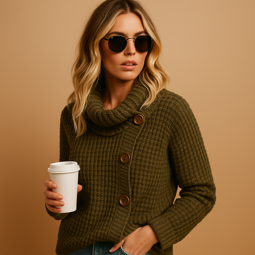 Women’s tailored knit sweater with waist-accentuating fit and soft breathable fabric, perfect for everyday stylish comfort.